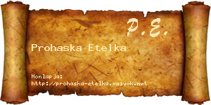 Prohaska Etelka névjegykártya